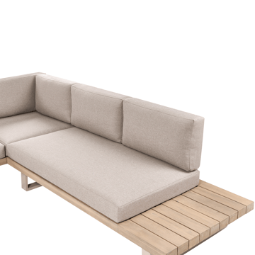 Hjørnesofa utendørs med bord 5-seter Mykonos høyrevendt akasietre - Beige/brun - Hagemøbler & utemiljø - Hagegruppe - Sofagruppe utendørs