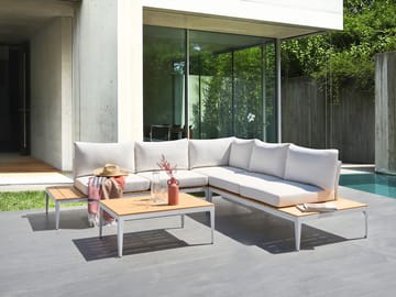 Hjørnesofa utendørs med bord 5-seter Positano - Hvit/Brun - Hagemøbler & utemiljø - Hagegruppe - Sofagruppe utendørs