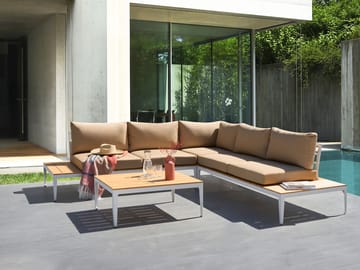 Hjørnesofa utendørs med bord 5-seter Positano - Brun/Hvit/Brun - Hagemøbler & utemiljø - Hagegruppe - Sofagruppe utendørs