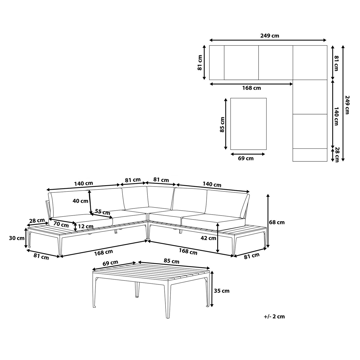 Hjørnesofa utendørs med bord 5-seter Positano - Hvit/Brun - Hagemøbler & utemiljø - Hagegruppe - Sofagruppe utendørs