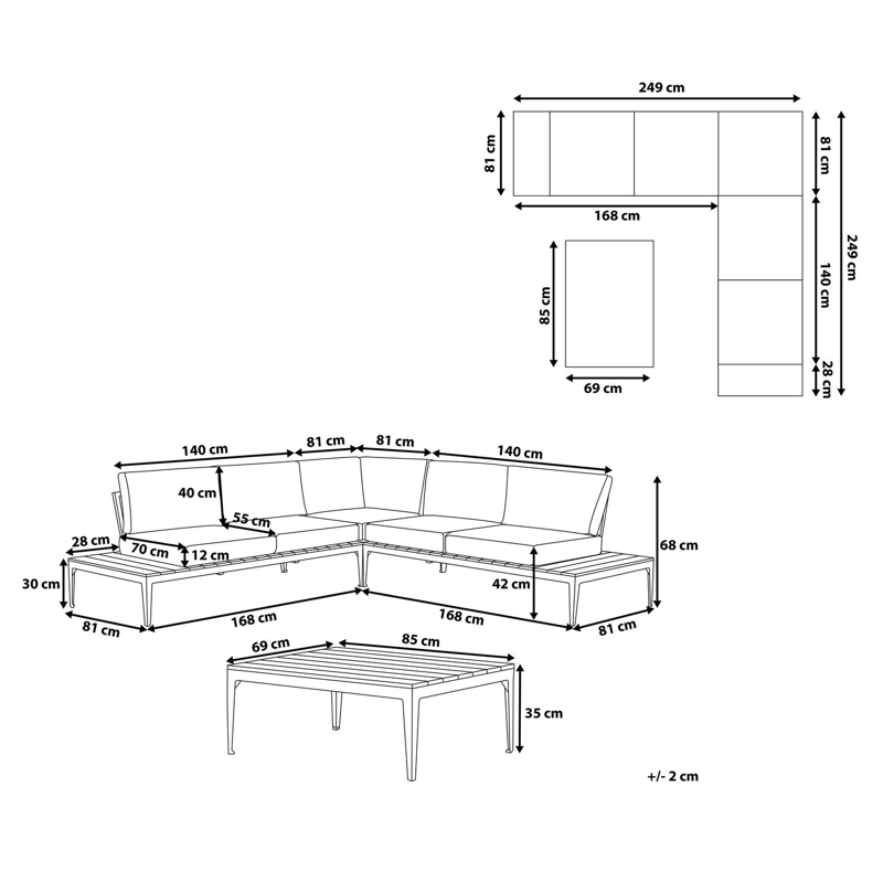Hjørnesofa utendørs med bord 5-seter Positano - Brun/Hvit/Brun - Hagemøbler & utemiljø - Hagegruppe - Sofagruppe utendørs