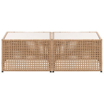 Hjørnesofa utendørs med bord 6-seter Omegana modulær kunstrotting - Beige/svart - Hagemøbler & utemiljø - Hagegruppe - Sofagruppe utendørs