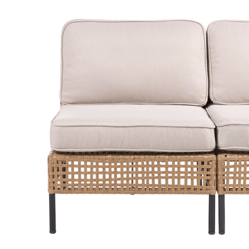 Hjørnesofa utendørs med bord 6-seter Omegana modulær kunstrotting - Beige/svart - Hagemøbler & utemiljø - Hagegruppe - Sofagruppe utendørs