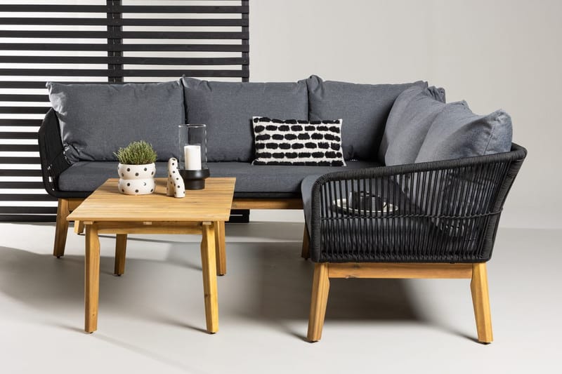 Hjørnesofasett 4-seters Chania utendørs, Svart