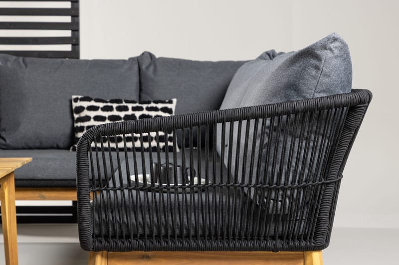 Hjørnesofasett 4-seters Chania utendørs - Svart - Hagemøbler & utemiljø - Hagegruppe - Sofagruppe utendørs