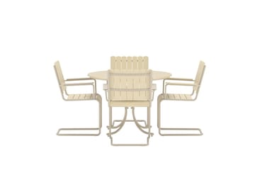 Holmsund spisegruppe 100 cm med 4 stoler utendørs - Beige - Hagemøbler & utemiljø - Hagegruppe - Spisegrupper hage