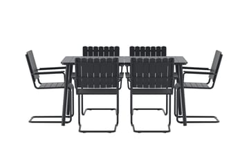 Holmsund spisegruppe med 6 stoler utendørs - Svart - Hagemøbler & utemiljø - Hagegruppe - Spisegrupper hage