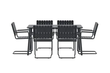 Holmsund spisegruppe med 6 stoler utendørs - Svart - Hagemøbler & utemiljø - Hagegruppe - Spisegrupper hage