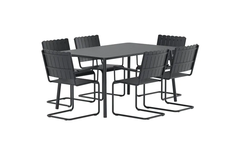 Holmsund spisegruppe med 6 stoler utendørs - Svart - Hagemøbler & utemiljø - Hagegruppe - Spisegrupper hage