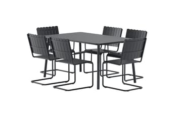 Holmsund spisegruppe med 6 stoler utendørs - Svart - Hagemøbler & utemiljø - Hagegruppe - Spisegrupper hage