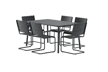 Holmsund spisegruppe med 6 stoler utendørs - Svart - Hagemøbler & utemiljø - Hagegruppe - Spisegrupper hage