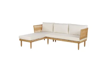 Hörnsoffa Beliani Cremona Light wood||White - Hagemøbler & utemiljø - Hagegruppe - Sofagruppe utendørs