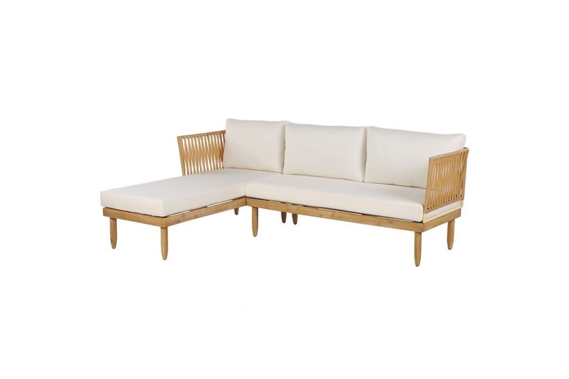 Hörnsoffa Beliani Cremona Light wood||White - Hagemøbler & utemiljø - Hagegruppe - Sofagruppe utendørs