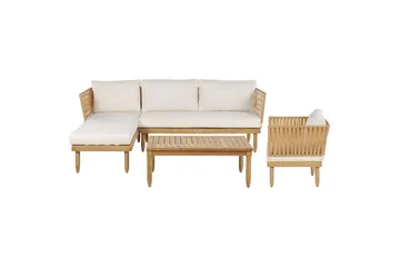 Hörnsoffa Beliani Cremona Light wood||White - Hagemøbler & utemiljø - Hagegruppe - Sofagruppe utendørs