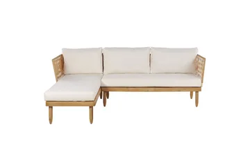 Hörnsoffa Beliani Cremona Light wood||White - Hagemøbler & utemiljø - Hagegruppe - Sofagruppe utendørs