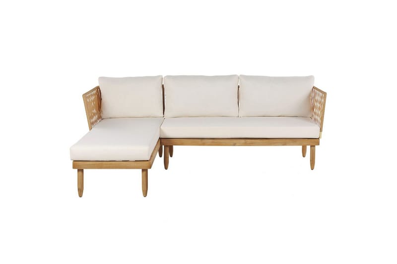 Hörnsoffa Beliani Cremona Light wood||White - Hagemøbler & utemiljø - Hagegruppe - Sofagruppe utendørs