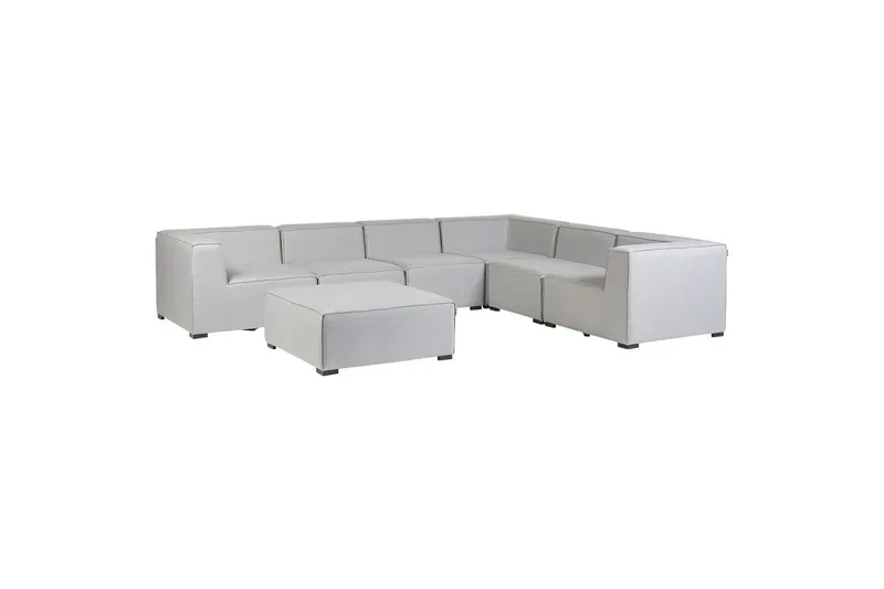 Hörnsoffa med fotpall Beliani Arezzo Beige/svart, Högervänd Grey, Black Right-faced - Hagemøbler & utemiljø - Loungemøbler - Loungegrupper