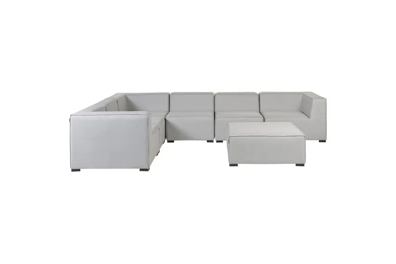 Hörnsoffa med fotpall Beliani Arezzo Beige/svart, Högervänd Grey, Black Right-faced - Hagemøbler & utemiljø - Loungemøbler - Loungegrupper
