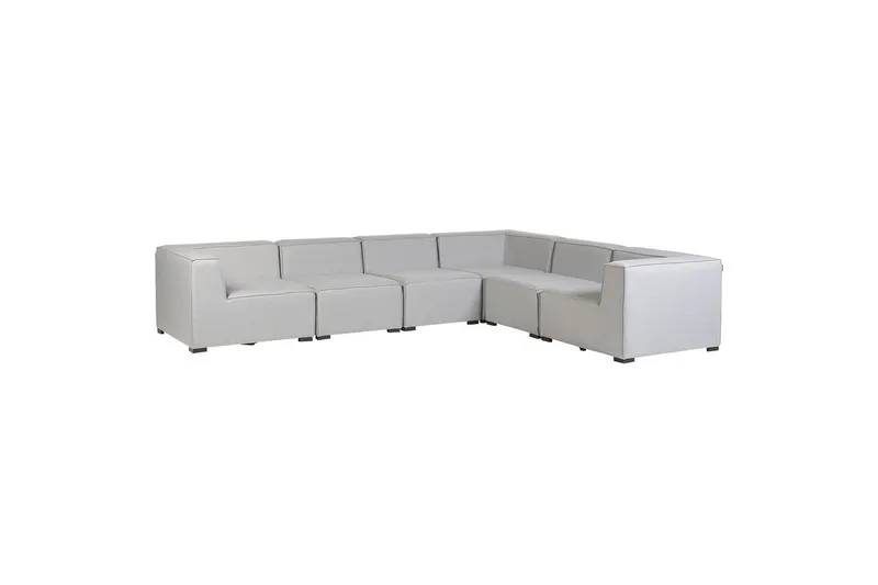 Hörnsoffa med fotpall Beliani Arezzo Beige/svart, Högervänd Grey, Black Right-faced - Hagemøbler & utemiljø - Loungemøbler - Loungegrupper