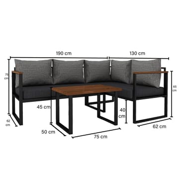 Hue 3-seters Sofagruppe Utendørs - Grå/Antrasitt - Hagemøbler & utemiljø - Hagegruppe - Sofagruppe utendørs