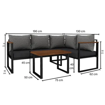 Hue 3-seters Sofagruppe Utendørs - Grå/Antrasitt - Hagemøbler & utemiljø - Hagegruppe - Sofagruppe utendørs