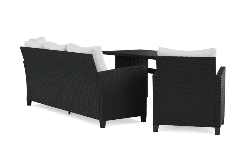 James Light sofagruppe utendørs i kunstrotting - Svart - Hagemøbler & utemiljø - Hagegruppe - Sofagruppe utendørs