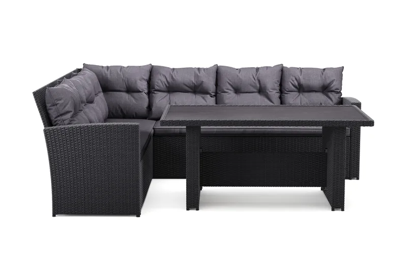 James loungegruppe utendørs venstre – 5-seters sofagruppe i kunstrotting, Svart