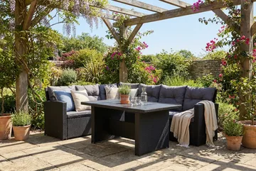 James loungegruppe utendørs venstre – 5-seters sofagruppe i kunstrotting - Svart - Hagemøbler & utemiljø - Hagegruppe - Sofagruppe utendørs