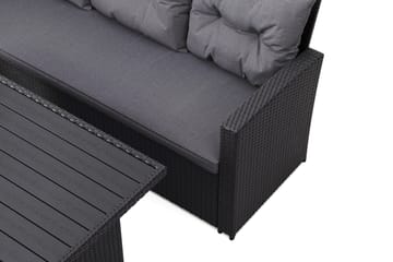 James loungegruppe utendørs venstre – 5-seters sofagruppe i kunstrotting - Svart - Hagemøbler & utemiljø - Hagegruppe - Sofagruppe utendørs
