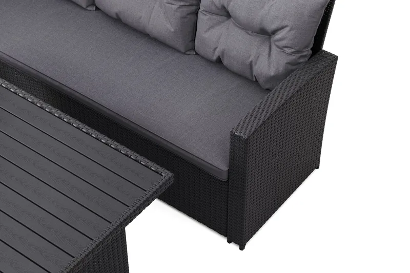 James loungegruppe utendørs venstre – 5-seters sofagruppe i kunstrotting - Svart - Hagemøbler & utemiljø - Hagegruppe - Sofagruppe utendørs