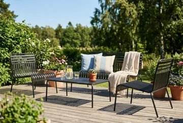 Jarva liten 4-seters sofagruppe utendørs i metall - Antrasitt - Hagemøbler & utemiljø - Hagegruppe - Sofagruppe utendørs