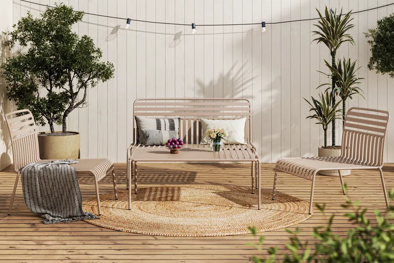 Jarva liten 4-seters sofagruppe utendørs i metall - Taupe - Hagemøbler & utemiljø - Hagegruppe - Sofagruppe utendørs