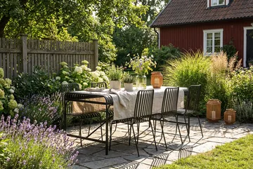 Jarva utendørs spisegruppe 200 cm med 6 Jarva spisestoler - Svart - Hagemøbler & utemiljø - Hagegruppe - Spisegrupper hage