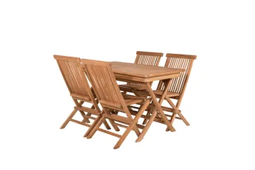 Kenya Spisegruppe 120x70 cm + 4 Kenya Sammenleggbar Stol - Brun - Hagemøbler & utemiljø - Hagegruppe - Spisegrupper hage