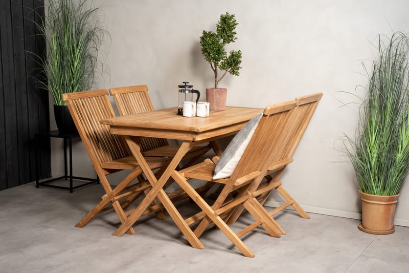 Kenya Spisegruppe 120x70 cm + 4 Kenya Sammenleggbar Stol - Brun - Hagemøbler & utemiljø - Hagegruppe - Spisegrupper hage