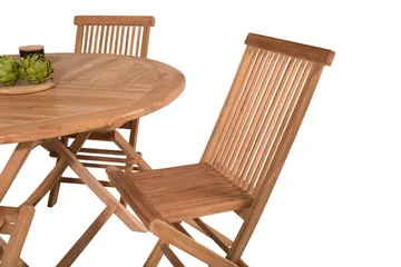 Kenya Spisegruppe Rund 120 cm + 4 Kenya Sammenleggbar Stol - Brun - Hagemøbler & utemiljø - Hagegruppe - Spisegrupper hage