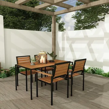 Klyren Spisegruppe med 4 Stolar Utendørs - Brun - Hagemøbler & utemiljø - Hagegruppe - Spisegrupper hage