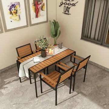 Klyren Spisegruppe med 4 Stolar Utendørs - Brun - Hagemøbler & utemiljø - Hagegruppe - Spisegrupper hage