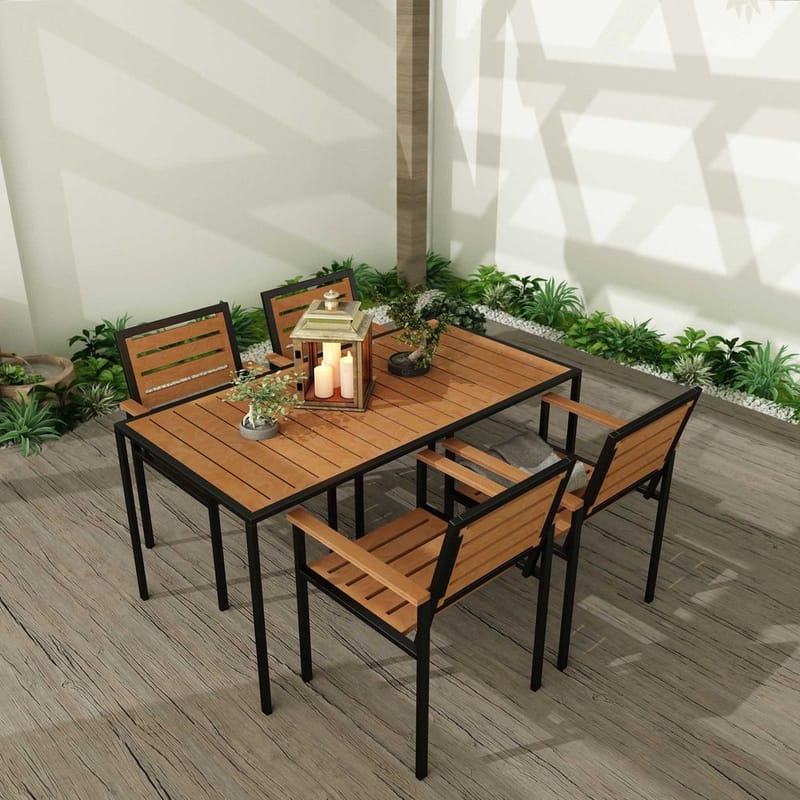 Klyren Spisegruppe med 4 Stolar Utendørs - Brun - Hagemøbler & utemiljø - Hagegruppe - Spisegrupper hage