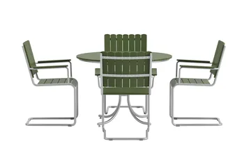 Kullaberg rund spisegruppe for utendørsbruk med 4 stoler 104 cm stål aintwood - Grønn - Hagemøbler & utemiljø - Hagegruppe - Spisegrupper hage