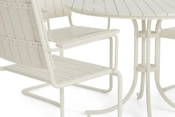 Kullaberg rund spisegruppe for utendørsbruk med 4 stoler 104 cm stål aintwood - Hvit - Hagemøbler & utemiljø - Hagegruppe - Spisegrupper hage