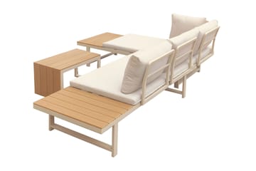 Lainelle 4-seters sofagruppe for altan og terrasse med beige puter - Beige - Hagemøbler & utemiljø - Hagegruppe - Sofagruppe utendørs