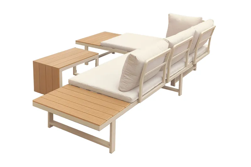 Lainelle 4-seters sofagruppe for altan og terrasse med beige puter - Beige - Hagemøbler & utemiljø - Hagegruppe - Sofagruppe utendørs