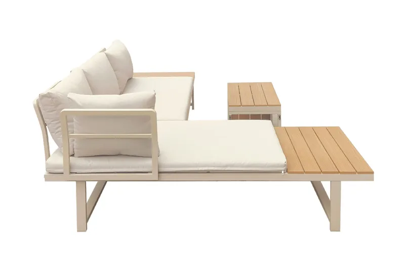 Lainelle 4-seters sofagruppe for altan og terrasse med beige puter - Beige - Hagemøbler & utemiljø - Hagegruppe - Sofagruppe utendørs