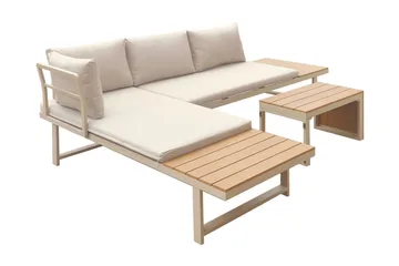 Lainelle 4-seters sofagruppe for altan og terrasse med beige puter - Beige - Hagemøbler & utemiljø - Hagegruppe - Sofagruppe utendørs