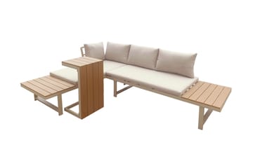 Lainelle 4-seters sofagruppe for altan og terrasse med beige puter - Beige - Hagemøbler & utemiljø - Hagegruppe - Sofagruppe utendørs