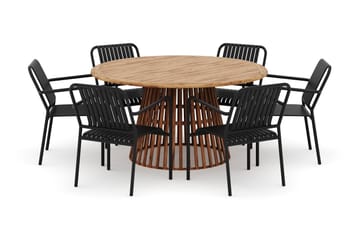 Lakenview Rundt Spisebord 150 cm med 6 Gardeno Spisestoler - Natur - Hagemøbler & utemiljø - Hagegruppe - Spisegrupper hage