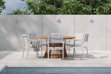 Lakenview Rundt Spisebord 150 cm med 6 Las Vegas Armstoler - Natur - Hagemøbler & utemiljø - Hagegruppe - Spisegrupper hage