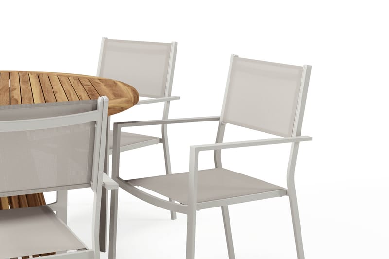 Lakenview Rundt Spisebord 150 cm med 6 Las Vegas Armstoler - Natur - Hagemøbler & utemiljø - Hagegruppe - Spisegrupper hage