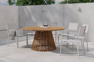 Lakenview Rundt Spisebord 150 cm med 6 Las Vegas Armstoler - Natur - Hagemøbler & utemiljø - Hagegruppe - Spisegrupper hage